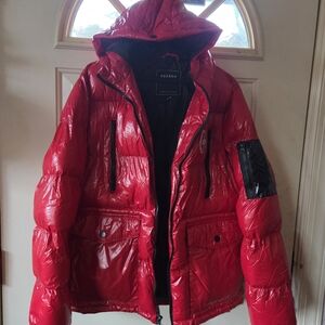 Reason Shiny Red Puffer Coat